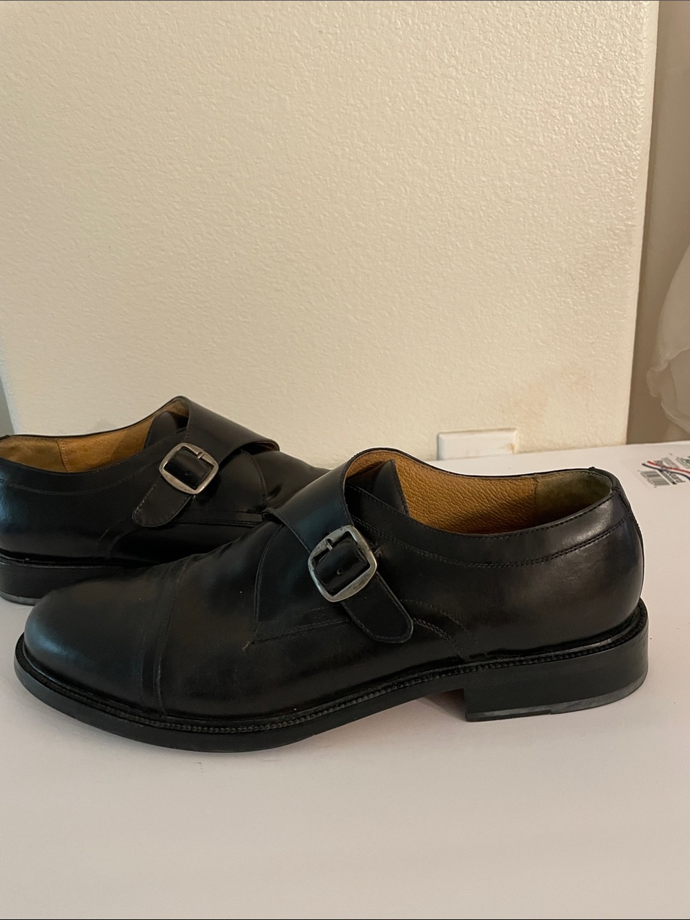 Bass Black Leather Monk Strap Men’s Dress Loafers  Sz 12 M